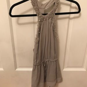 Bebe Gray Beaded Top - Size XXS
